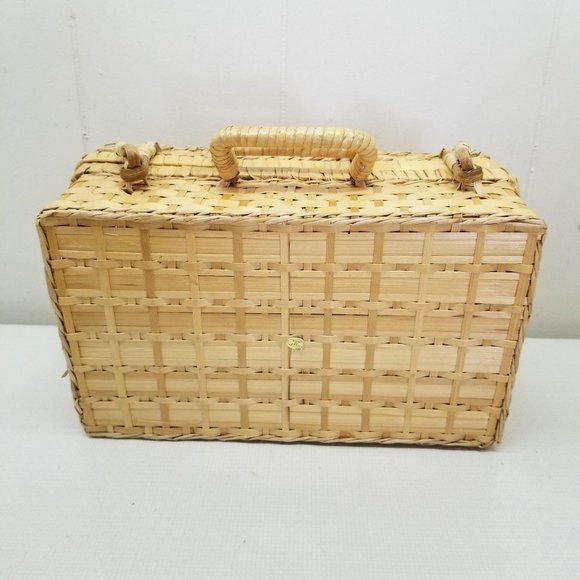 Vintage Other - Wicker Rattan Basket Carry Case Chest Handles